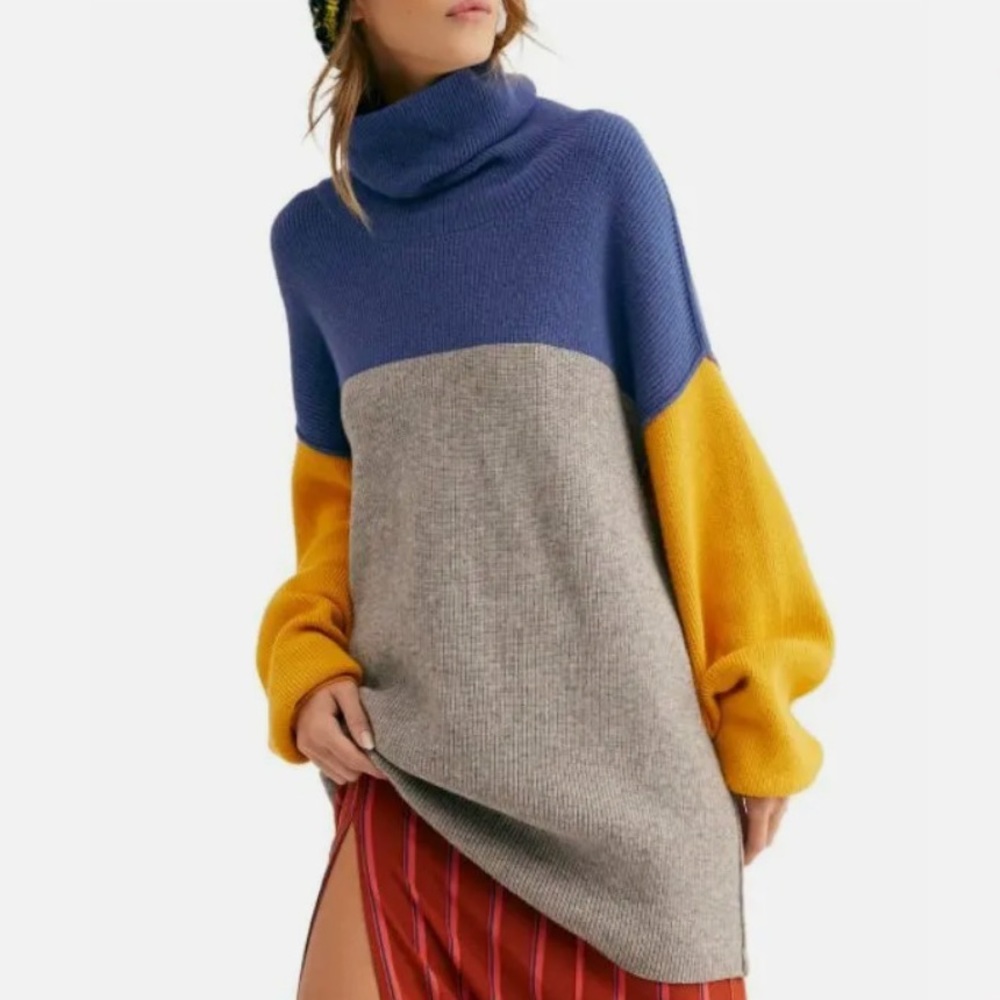 Free People Softly Structured Color Block Sweater… - image 5